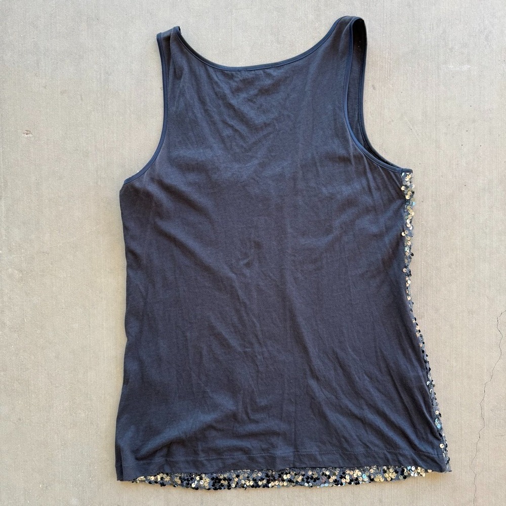 Express Sequin Tank Top Womens Large Silver Black Sleeveless Party Club Y2K - Picture 3 of 4